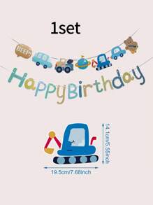 Birthday Banner Decorations Set With Colorful Cartoon Vehicles Theme, Paper Bunting For Carnival, Multipurpose Party Sign For All Occasions - Reusable And Party Supplies With 3.05meter/9.75meter Length - No Electricity Needed