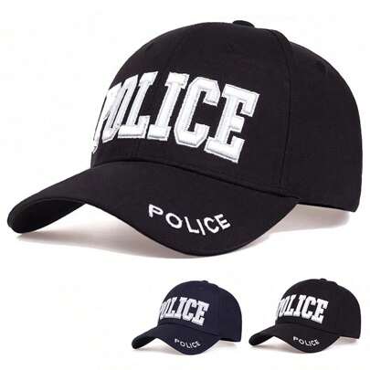 1 Stück Herren POLICE Bestickte Baseballkappe, Outdoor Sport Sonnenschutz Lässig hut, einstellbar, geeignet für Frühling und Herbst Reisen, Strandpartys