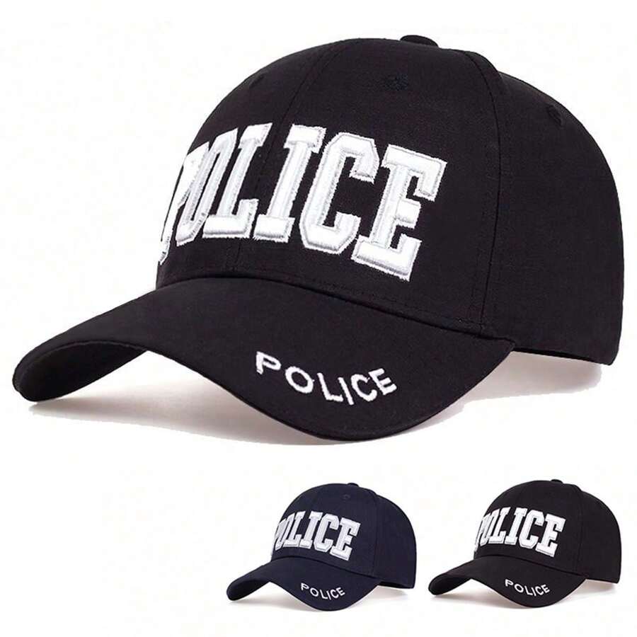 1pc Men's POLICE Embroidered Baseball Cap, Adjustable Sun Protection Casual Hat For Outdoor Sports, Spring/Autumn Travel, Beach, Party - Multicolor - View 1