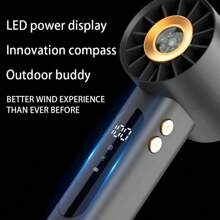 1pc New Handheld High Speed Fan 100 Speed Endless Variable USB Charging Digital Display Semiconductor Refrigeration Portable Small Fan Outdoor Portable Fan Creative Products With Compass Outdoor Suitable For Hanging Backpack - Multicolor - View 12