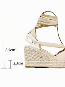 Women's High Wedge Espadrille Sandals With Laces, Summer Espadrille Platform Sandals With Esparto Sole, High Wedge Sandals With Laces - NK526-negra - View 6