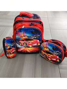 Mochila Escolar 3 en 1 , mochila , lonchera , lapicera con Estampados En 3D y Luces Led, Para Niños y Niñas - Azul - Ver 7