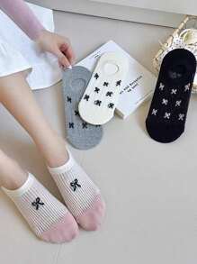 1/3/5/10 Pairs Women's Invisible Short Socks, White Socks, Cute Socks, Black Socks, Cartoon Pattern, Breathable Design, Moisture-Wicking, Soft And Smooth, Suitable For Various Occasions Like Festivals, Sports, Casual, Business, All Seasons, Random Color Combinations - Multicolor - View 3
