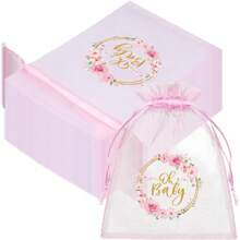 10 piezas/20 piezas Bolsas de regalo para baby shower, bolsas de gasa transparentes de 4x6 pulgadas, azul/rosa para niño/Girl, pequeñas bolsas transparentes en bulk para fiestas de babys showers Rev Gender de género, pouches para almacenamiento de joyas, bolsos con cordón para fiesta de dulces