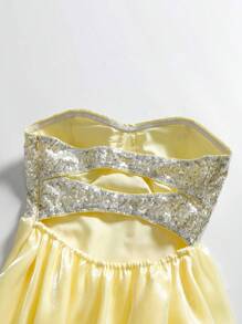 Abiti da sera da donna con paillettes, stile bandeau senza maniche, abito da festa
