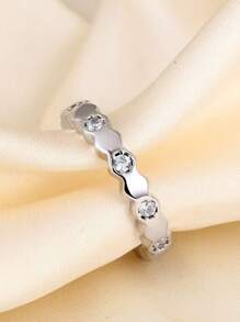 1 件闪亮水钻蜂窝设计时尚戒指，简约蜂窝铜方晶锆石戒指，女友/情人节礼物，日常奢华百搭配饰，妈妈，母亲，母亲节，礼物 - 蜂巢鋯石戒指 - 查看 10