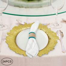 13 Inch Charger Plates Round Plastic Reef Plate Chargers For Dinner Plates Wedding Party Elegant Decoration Place Mats Gold - Gold - View 8