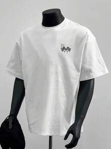 Men's New Racing Round Neck Casual Short-Sleeved T-Shirt With Casual Pants, Suitable For Travel/Vacation/Outdoor Camping/Sports