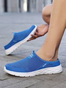 زوج من أحذية الرجال الرياضية الكاجوال القابلة للتنفس والانزلاق، خفيفة الوزن ومريحة (المقاس يميل للصغر، الرجاء طلب مقاس أكبر بمقدار واحد) - الأزرق - مشاهدة 2