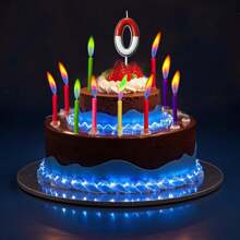 1pc Red & White Number & 12pcs Colorful Flame Birthday Cake Candle Set, Numbered Candles 0-9 For Cake Decor, Cartoon Red & White Birthday Cake Candles, Animated Birthday Candles, Cupcake Toppers, Cute Candles For Cartoon Theme Party, Birthday Celebration, And Other Parties