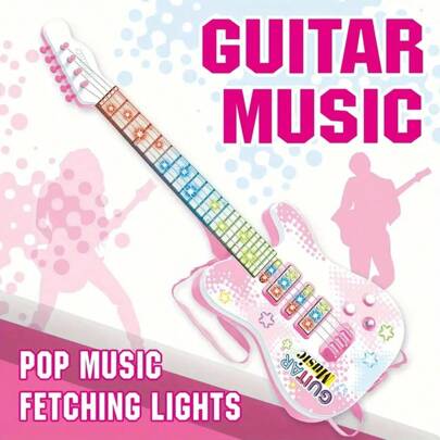 Guitarra de juguete interactiva con inducción de música e iluminación para niños | Diversión con simulación de tocar | Regalo de Navidad y Año Nuevo para niños