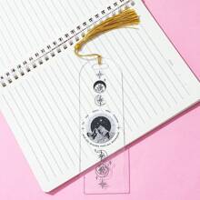 1/2pcs New Exquisite Mountain Moon And Dragon Wing Pattern Charming Transparent Acrylic Tassel Bookmarks, Creative Exquisite Transparent Bookmarks For Book Lovers, For Family And Friends Of The Exquisite Cultural And Creative Bookmarks Gifts,School Supplies,Back To School - one-size - View 16