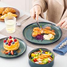 vancasso 12 Pieces Kitchen Dinnerware Set, Green Set, Stoneware Dinnerware, Plate And Bowl Set For 4 Person, Round Plate With Vertical Edge, Reactive Glazed - màu xanh lá - Xem 10