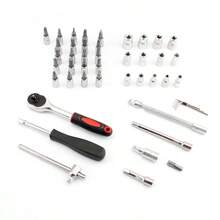 Ensemble d'outils de réparation multifonction pour voiture 46 en 1, comprenant clé, clé à douille, tournevis, outils d'entretien automobile