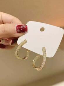 1 Pair Fashionable Elegant Personalized Criss-Cross Geometric Crystal Dangle Earrings