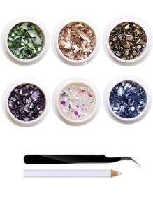 6 PCS/Set Colorful Rhinestone FlatBack Multi Shapes Nail Rhinestones Crystals Glass Gems For Nail Art DIY Decoration
