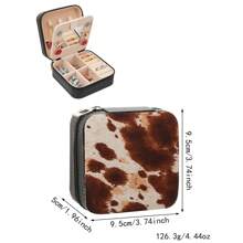 1pc Animal Print (Leopard & Cow) Faux Leather Jewelry Box, Detachable And Stylish, Suitable For Valentine's Day, Mother's Day, Birthday, Graduation Gifts