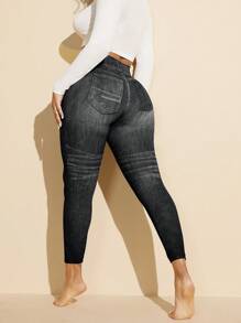 1pc Women's Seamless Tummy Control Shapewear Pants, High Elasticity Breathable Leg Slimming Shaper - Black - View 6