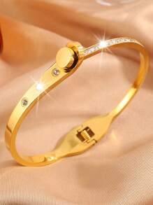 1 Chiếc Vòng Tay Bằng Thép Không Gỉ Cá Nhân Hóa Thiết Kế Vòng Tay Đính Đá Rhinestone Cảm Giác Mặc Hàng Ngày Và Thời Trang Dự Tiệc Phụ Kiện Tinh Tế, Quà Tặng Sáng Tạo Cho Bạn Bè - Vòng tay A - Xem 1