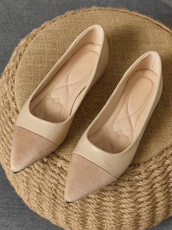 WHDXY Women Flat Plain Pointed Toe Slip-On Casual Comfort Work Shoes, Suitable For Office Commute All Year Round