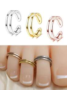 1pc Adjustable Foot Ring, Fashion Open Toe Knuckle Ring, Sexy Foot Jewelry - Silver - View 1