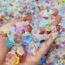 Yiwu Qiyou Accessories Co., LTD 100/50颗 11毫米蓝色铃铛花亚克力珠，混色，DIY首饰装饰，手工制作材料 - 雙色喇叭花 - 查看 4