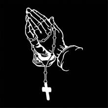 2pcs Car Fashion Stickers, Pearl Rose Christ Prayer Gesture, Car Modeling Window Glass Motorcycle Laptop Vinyl Decal, Decals For Car