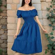 Vestido Estilo Campecina - Azul Marino - Ver 1
