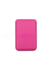 1 pieza Soporte de tarjetas magnético de piel sintética, estuche compacto y práctico para tarjetas, compatible con 12/13/14/15/16 con pegatina trasera para almacenar tarjetas bancarias/de identificación/de acceso y monedas
