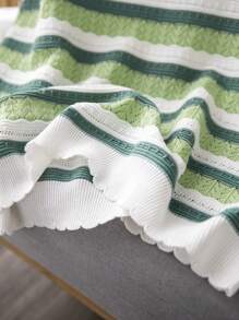 GIGOGOU Nueva camiseta de mujer de verano con mangas cortas, rayas, tejido de punto y calada