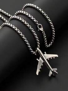 1 pieza Versátil collar colgante de avión de estilo hip hop, accesorio de cadena de suéter de acero inoxidable punk minimalista y con estilo personalizado