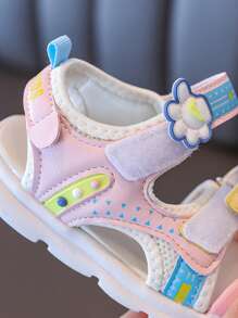 1 双夏季新款时尚粉色女童运动凉鞋，防滑软底幼儿鞋 - 粉色 - 查看 6
