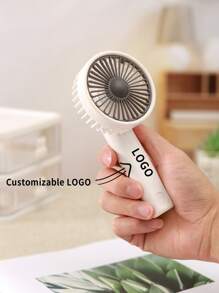 AOYI Benutzerdefiniertes Logo, 1 Stück 500mAh wiederaufladbarer tragbarer Handventilator mit mini 3-Stufen-Einstellung, inkl. USB-Ladekabel & Trageschlaufe