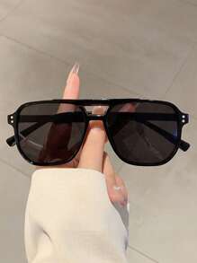 4pcs/Set Double Bridge Frame Glasses For Teens - Suitable For Vacation, Travel, Beach