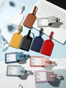 1pc PU Leather Personalized Luggage Tag, Suitable For Daily Travel, Outdoor, Business Trip, Simple Map Design With Hot Stamping, Travel Accessory,All-Purpose,Large Capacity,Versatile,Multifunction,Colorful,Cute,Adorable,Contracted,Funny,Kawaii,Y2K,Minimalist,Commuting,Business Casual,Basics,Custom,Personalized,Unique,Customized,Ideal Gifts For Him,Ideal Gifts For Her,Her,Family,Friends,Girlfriend,For Anniversaries,For Birthdays,For Holiday/ Vacation,For Outdoors/Outings/Travel/Hiking/Stadium/Sports/Climbing,For Business/Commute/Work/Office,Customized Luggage Tag,Easy Comfort - Multicolor - View 2