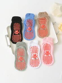 6pairs/Set Kids' Non-Slip Sports Socks With Anti-Skid Gel Comfortable Breathable Floor Socks Suitable For Daily Wear