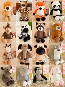 1个25厘米/9.84英寸毛绒动物玩偶 - 丛林动物玩具套装，包含大象、狮子、老虎、狐狸、猴子、斑马、长颈鹿、河马、犀牛、大猩猩、豹子、浣熊等丛林动物，丛林之王。超级可爱的卡通动物毛绒玩具，派对、圣诞节的最佳礼物。 - 彩色 - 查看 2