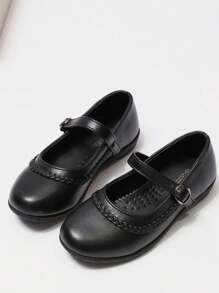 1 双青少年和儿童简约蝴蝶结装饰 PU 皮革表面休闲时尚可爱平底鞋，独特新设计