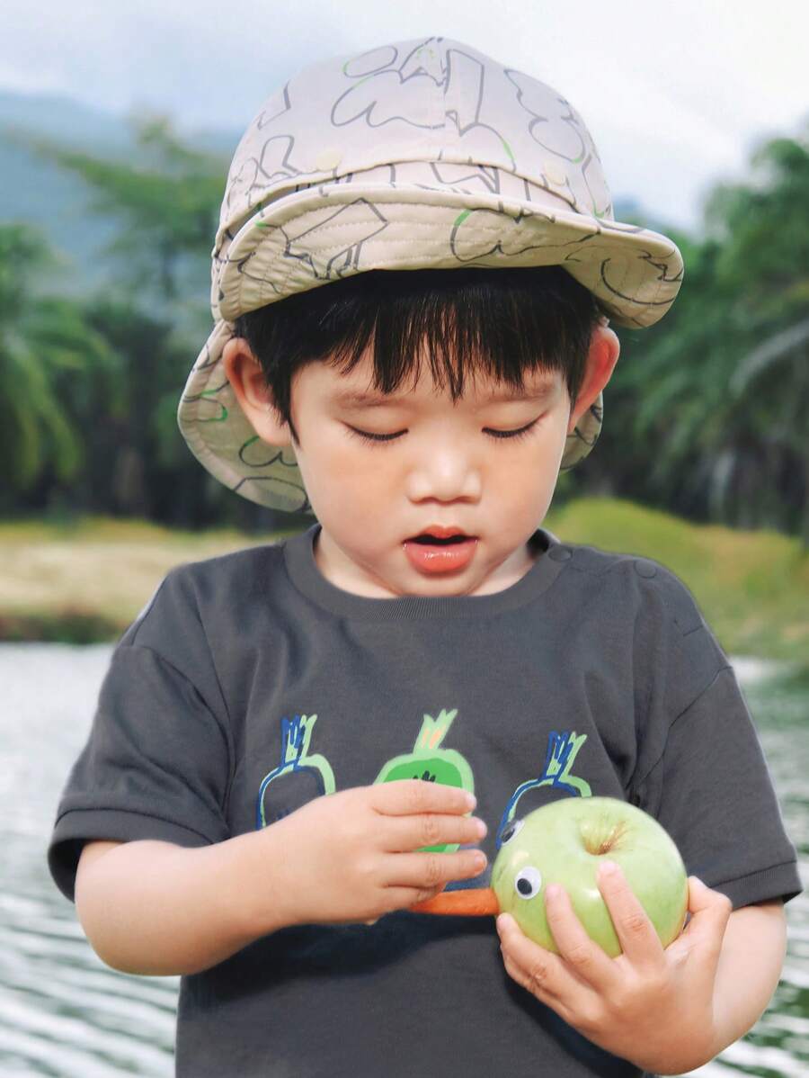 mini bala Kids' Open-Top Sun Hat, Breathable Summer Cap For UV Protection - Coffee White Tone - View 1