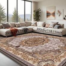 1pc Nordic Fairisle Pattern Crystal Velvet Area Rug, 700g/㎡ With Dotted Non-Slip Backing, 5mm Thickness, Machine Washable Fade-Resistant Carpet Suitable For Holidays And Any Spaces Including Hotel, Office, Sofa, Bedside, Kitchen, Laundry, Hallway, Porch, Stairs, Entryway Mother's Day