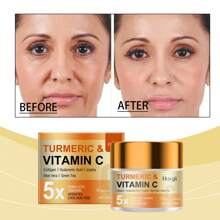 Humectante de Cúrcuma y Vitamina C - Humectante para adultos tanto para hombres como para mujeres con ácido clorhídrico hipertónico, colágeno, naranja de luna, vitamina E - Apto para todo tipo de piel, el ácido de vitamina A se usa para hidratar, firmar y uniformar el tono de la piel