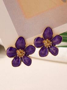 1 par de aretes de flor pequeña esmaltada para mujeres, adecuados para fiestas, exteriores y uso diario en San Valentín