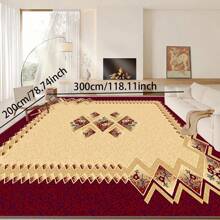 1pc Turkish Art Carpet, Crystal Velvet 700g/Sq.M, Dotted Bottom, 5mm Thickness. Machine Washable, Fade-Resistant Carpet, Anti-Slip . Suitable For Holidays And Any Space Including Hotel, Office, Sofa, Bedside, Kitchen, Laundry Room, Corridor, Porch, Staircase Mother's Day