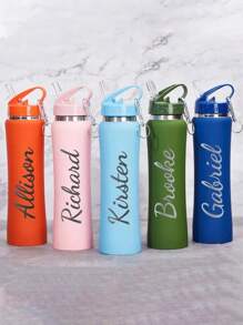 1 Personalized Water Bottle, Customizable Name Bottle, Stainless Steel, Insulated Water Bottle, Sports Water Bottle, For Daily Use, Very Suitable For Family, Colleagues, Girlfriends, Brothers, 600ml Capacity, Easy To Clean With Pipette, Exquisite, High Quality Custom, Personalized, Unique Ideal Gift For Her, Boyfriend, Girlfriend, Dad, Mom, Family, Friends, Son, Daughter, Students, Workers, Children School, Home, Office,Brunch-Ready