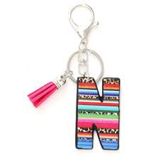1 pièce Porte-clés avec pompon moelleux arc-en-ciel rayé lettre style coréen, pendentif imprimé léopard, convient comme cadeau - Multicolore - Voir 24