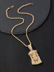 1pc Shiny Hip Hop Style Pendant Necklace, Suitable For Men's Daily Street Wear And Gift - Multicolor - View 2