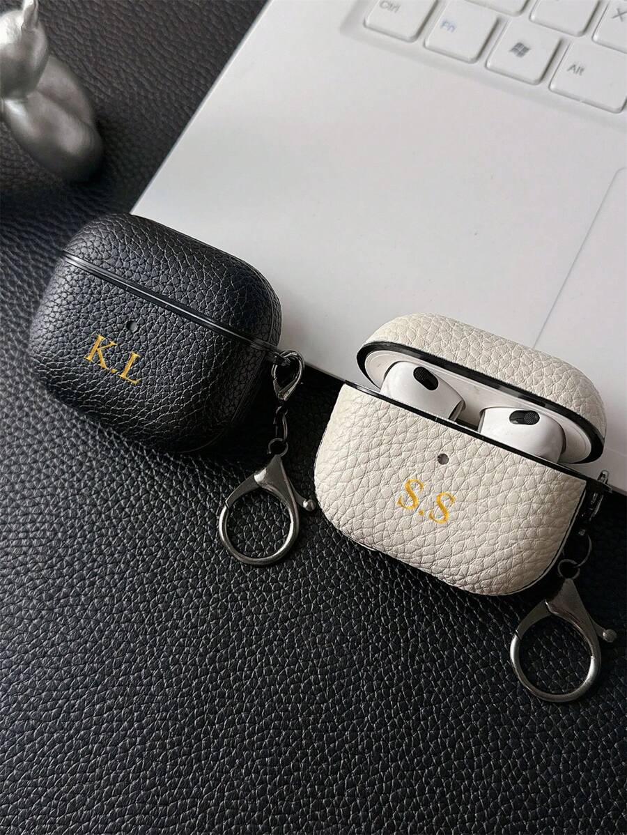 [Personalizzato]Custodia per 1 2 3 4 Pro 2 personalizzata con iniziali personalizzate in oro, in finta pelle di lusso con motivo a buccia di litchi, TPU, con portachiavi, stile elegante, colorato, vintage, carino, essenziale, divertente, personalizzato, unico, ideale come regalo per lui, lei, fidanzato, fidanzata, famiglia, amici, nonni, coppia, per anniversari, compleanni