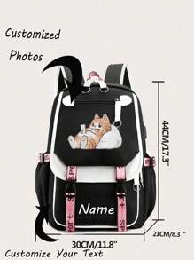 Customized Backpack With Name, Text, Photo, Handmade, Solid Color, Minimalist Design, Large Capacity, Lightweight, For School, Work, Students, Commute, Travel, Gifts, Unique, Multifunction Personalized Gifts For Women, School Bag - Multicolor - View 8