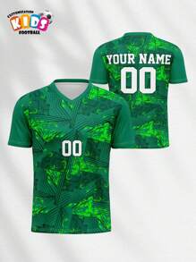 V-Neck Kids' Soccer Jersey Breathable Quick-Dry Shirt, Custom Name & No., Comfortable Fit, Suitable For Sports, Casual, Outdoor, Running, Spring/Summer, Unisex