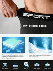 3pcs Men Sports Shorts, Contrast Color "KING" Print, High Elastic Quick Dry Basketball/Gym/Running 5 Inch Compression Pants